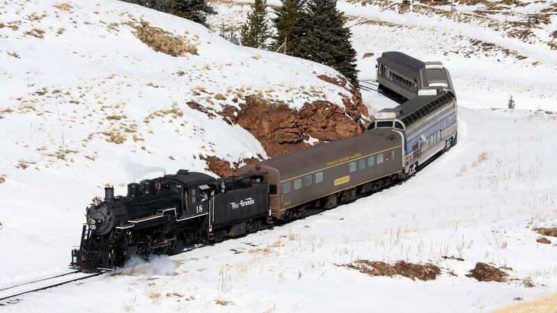 Steam Train in Snow — White, Serene, Winter