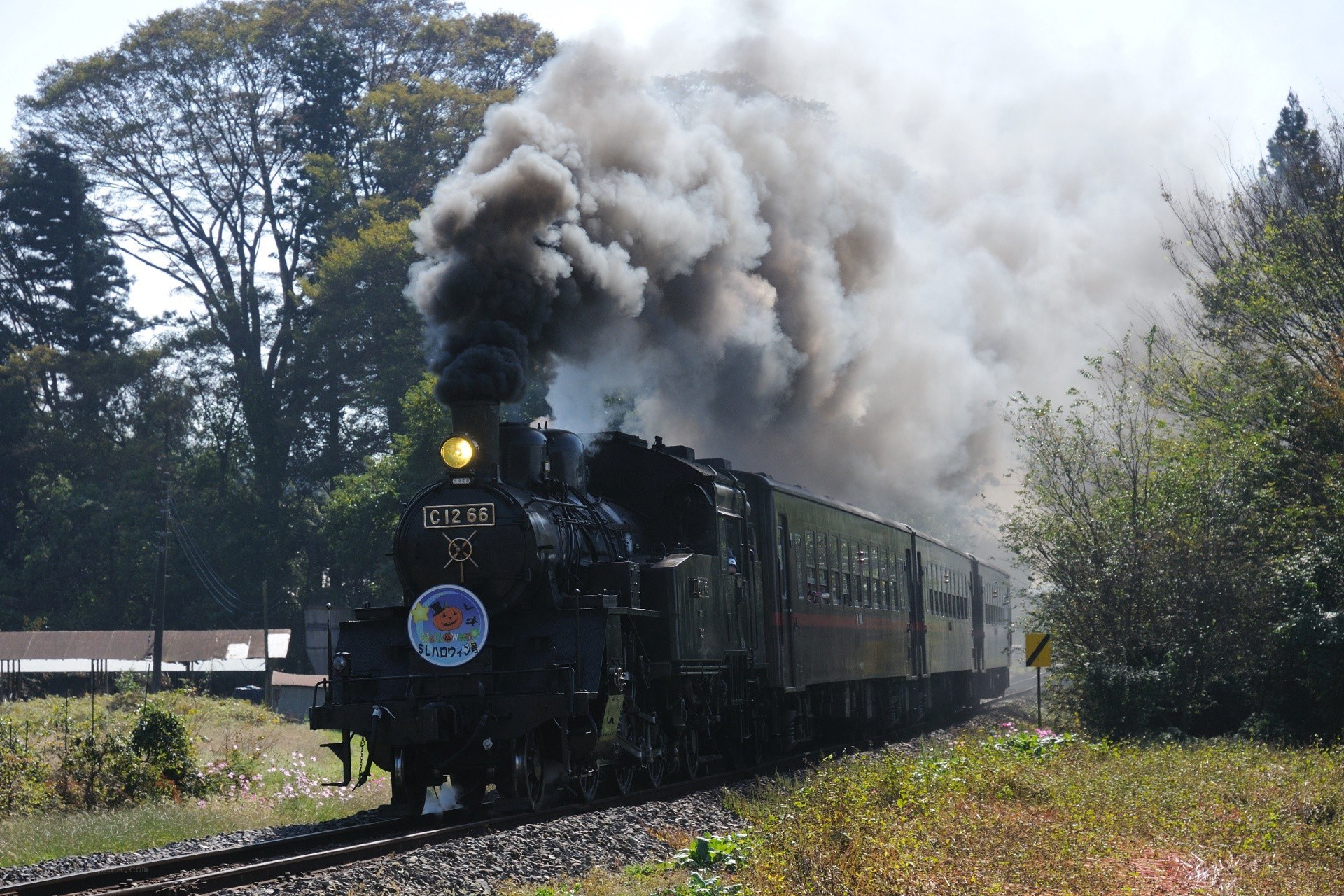 Steam train in the countryside