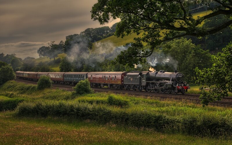 Steam train in the countryside