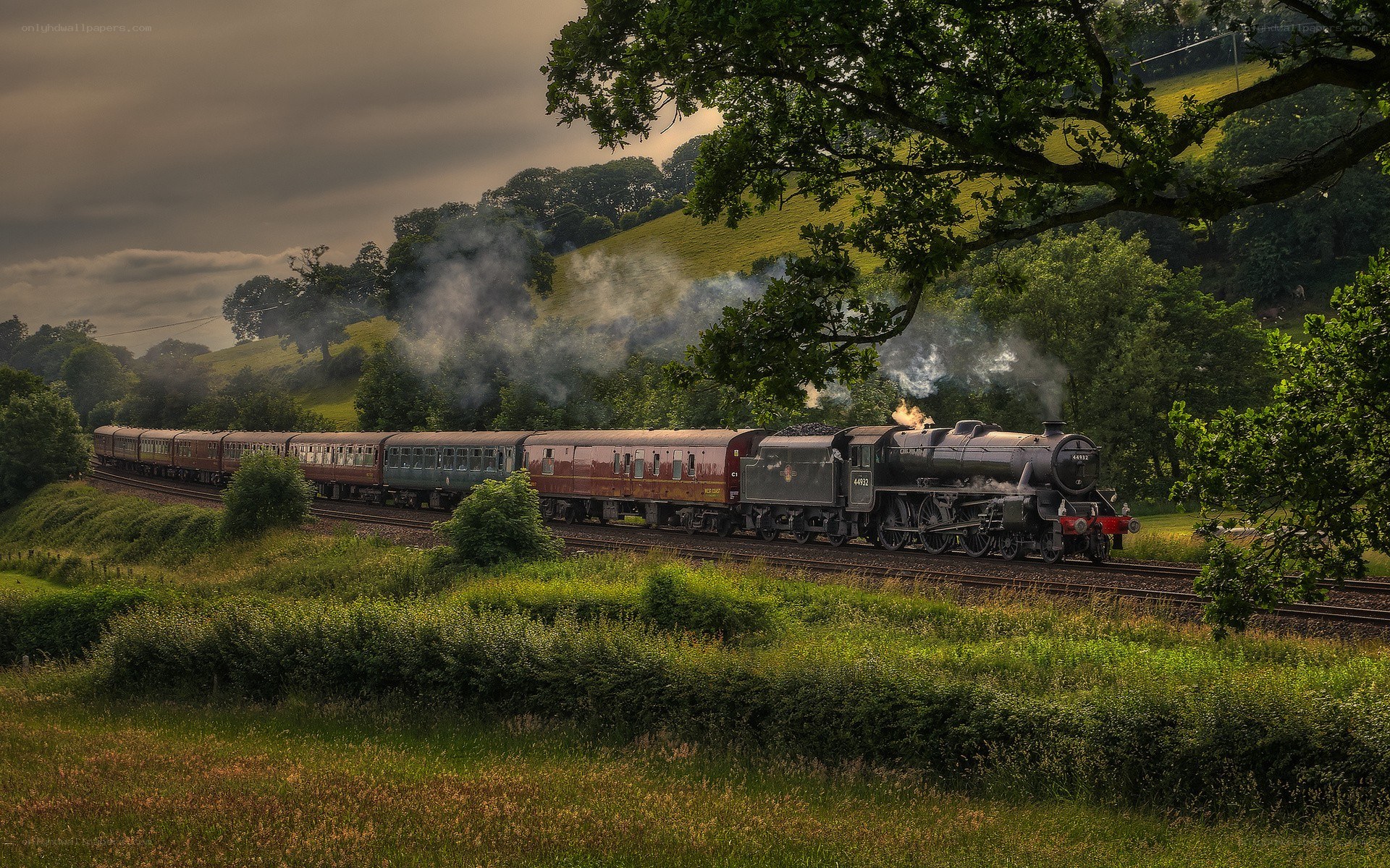 Steam train in the countryside