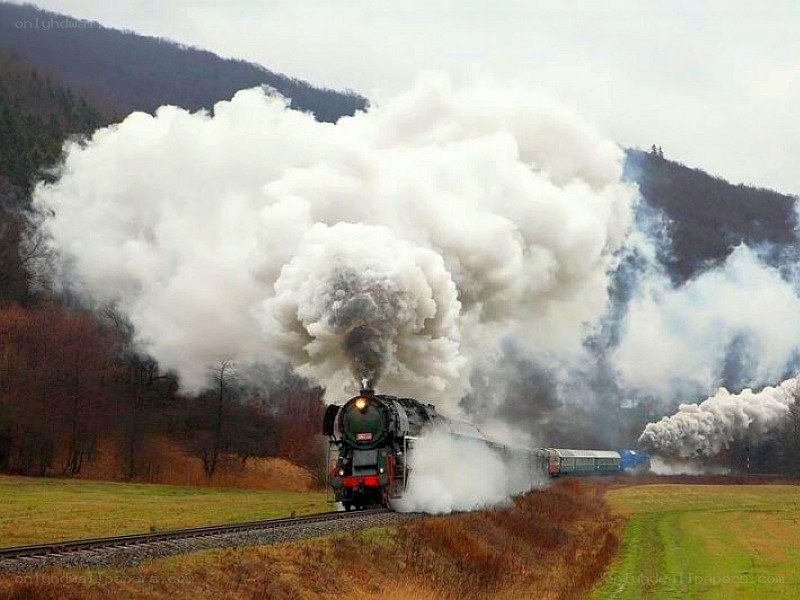Steam train in the countryside
