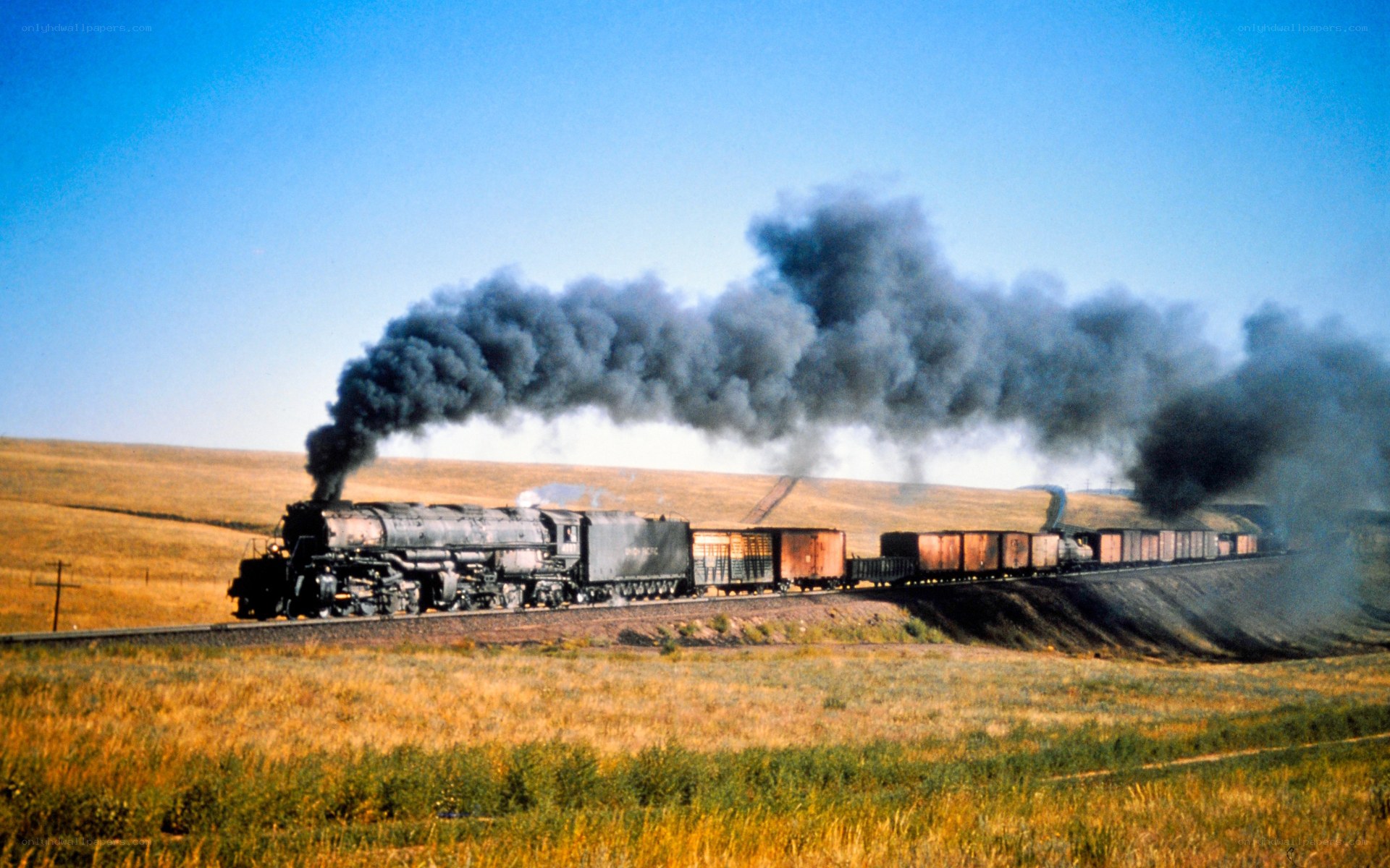 Steam train in the countryside