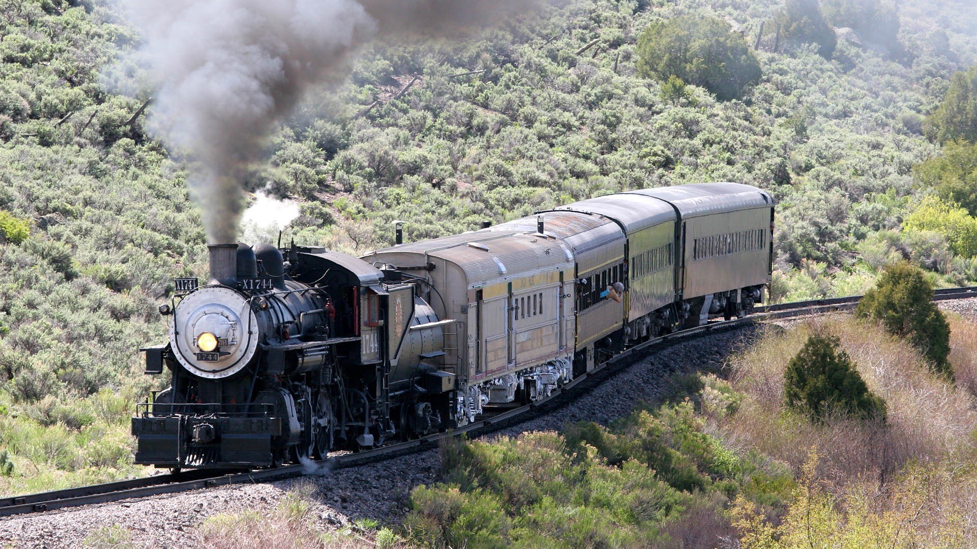 Steam train in the mountains