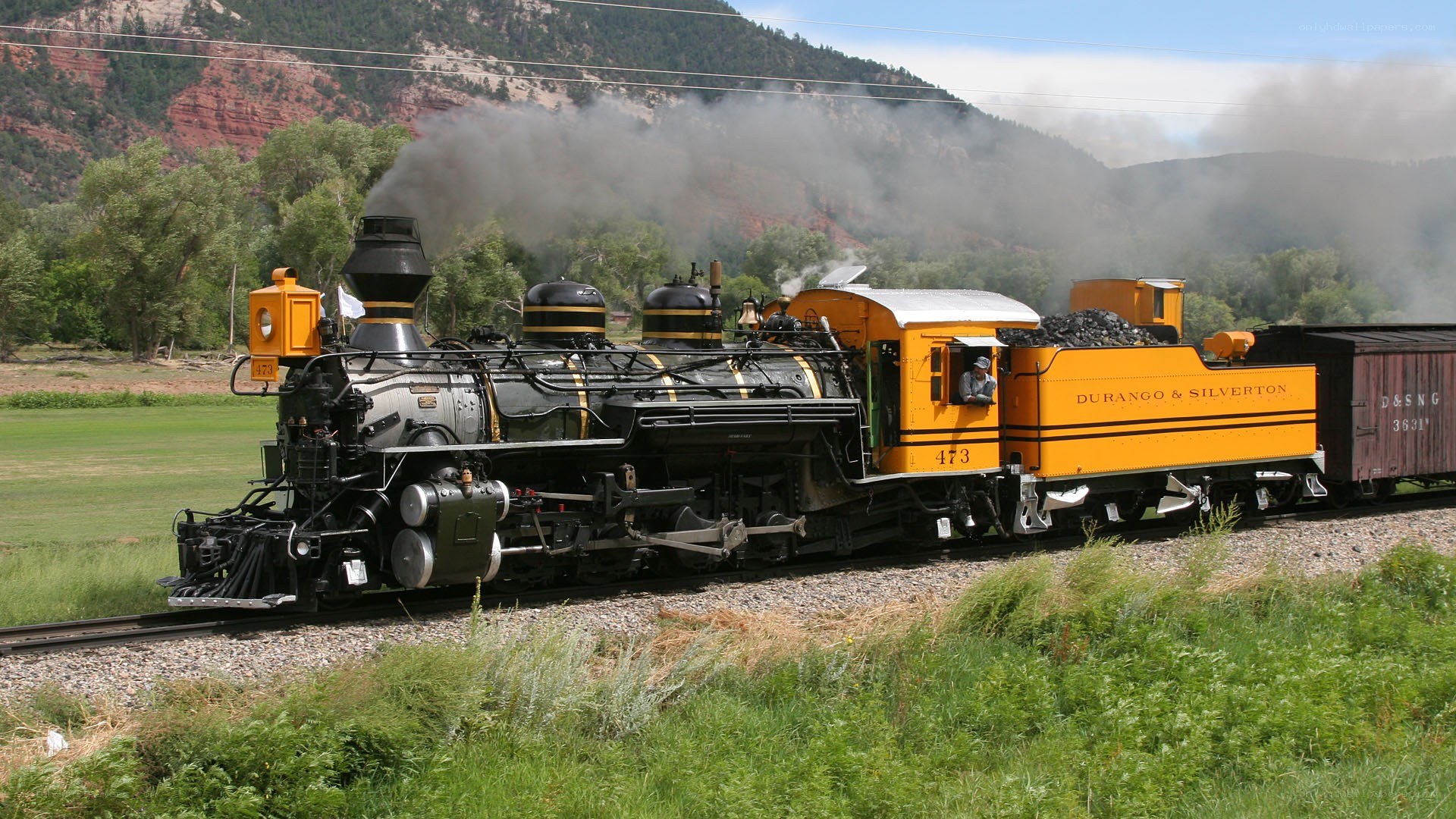 Steam train in the mountains