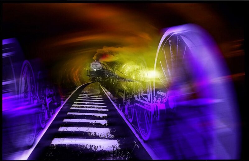 Steam Train in Tunnel — Purple