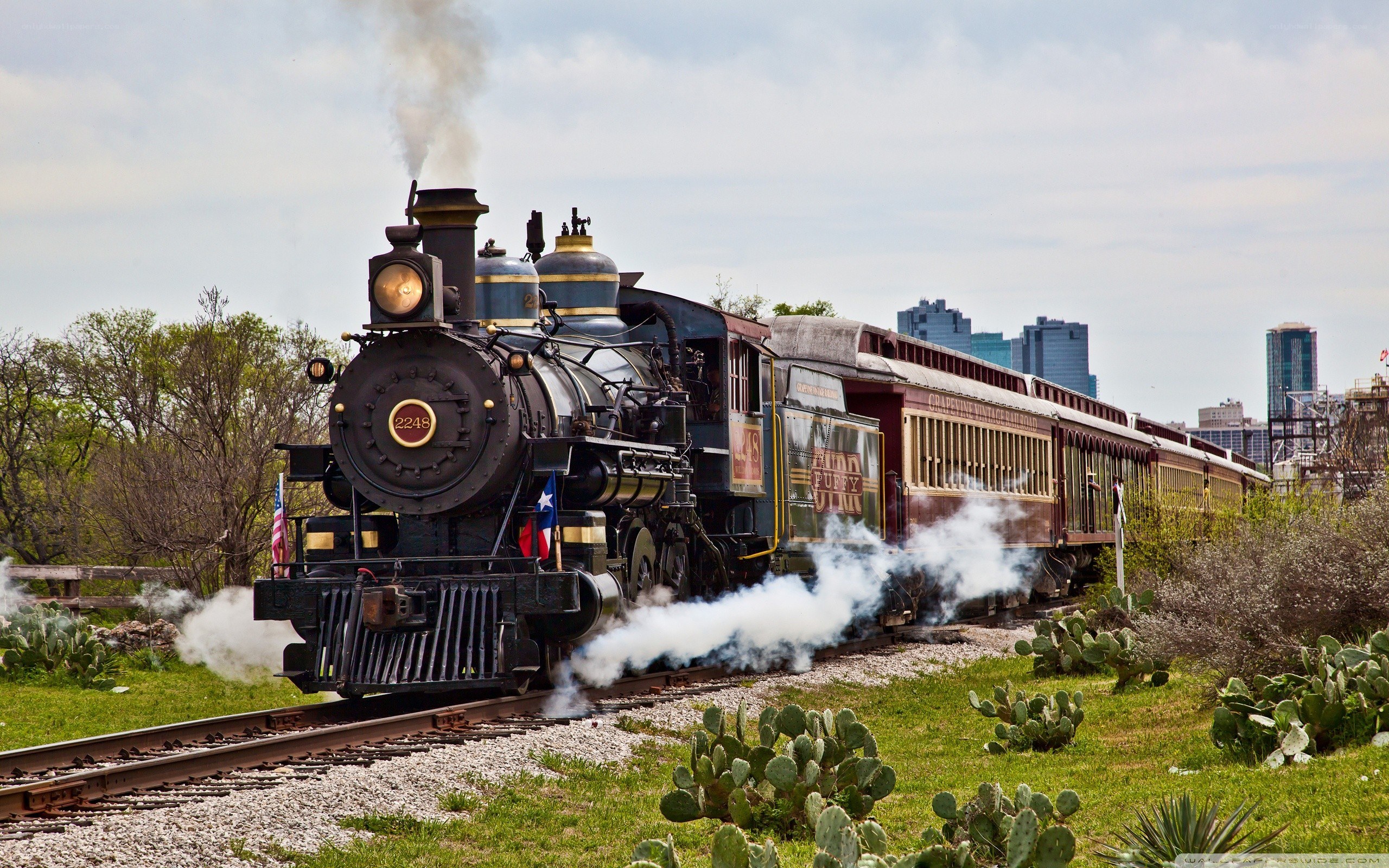 steam train in urban setting