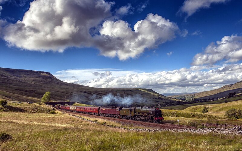 Steam Train in Valley