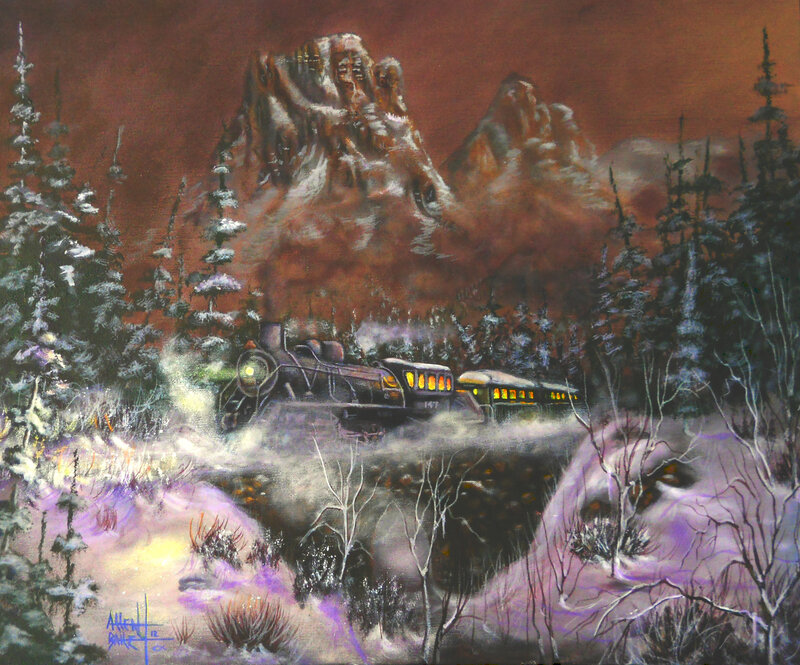 Steam Train in Winter — Purple