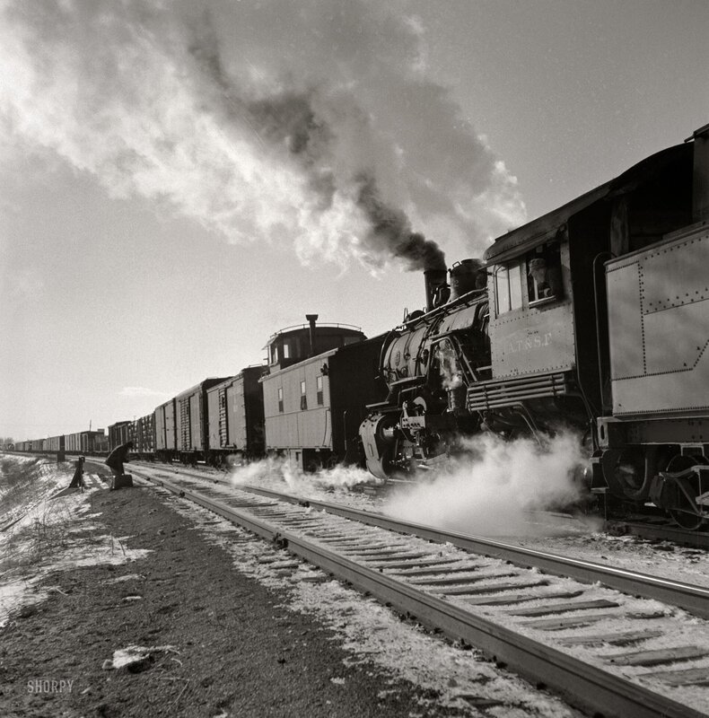 Steam train in winter