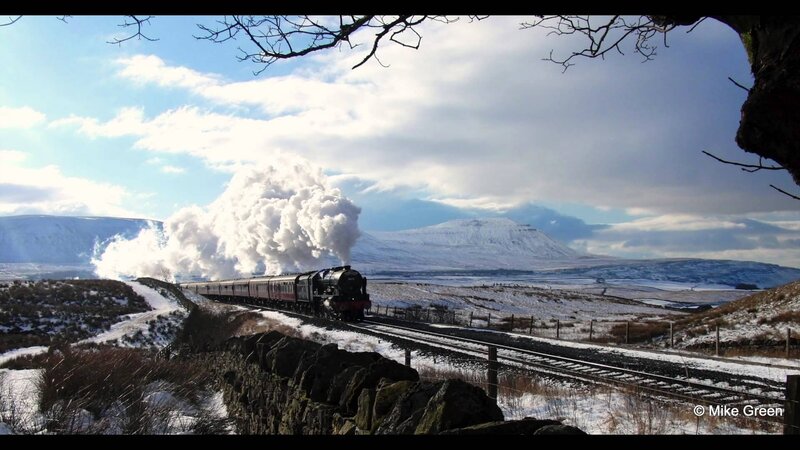 Steam Train in Winter — White, Dramatic, Photograph