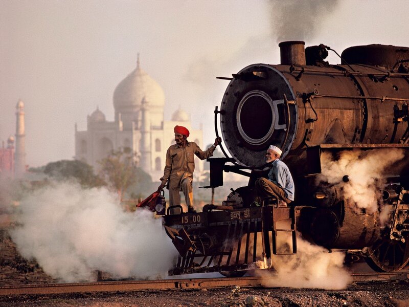 Steam train near Taj Mahal