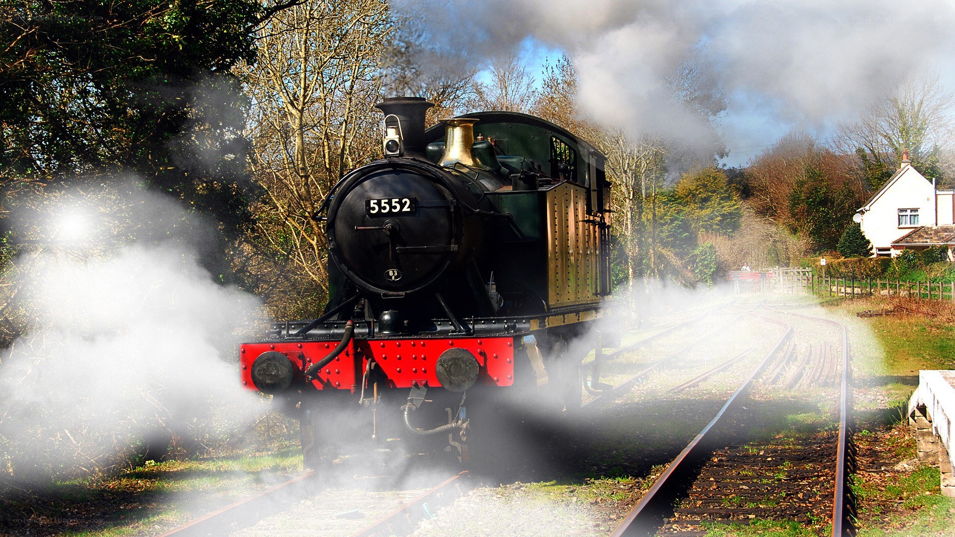 Steam train on a rural track