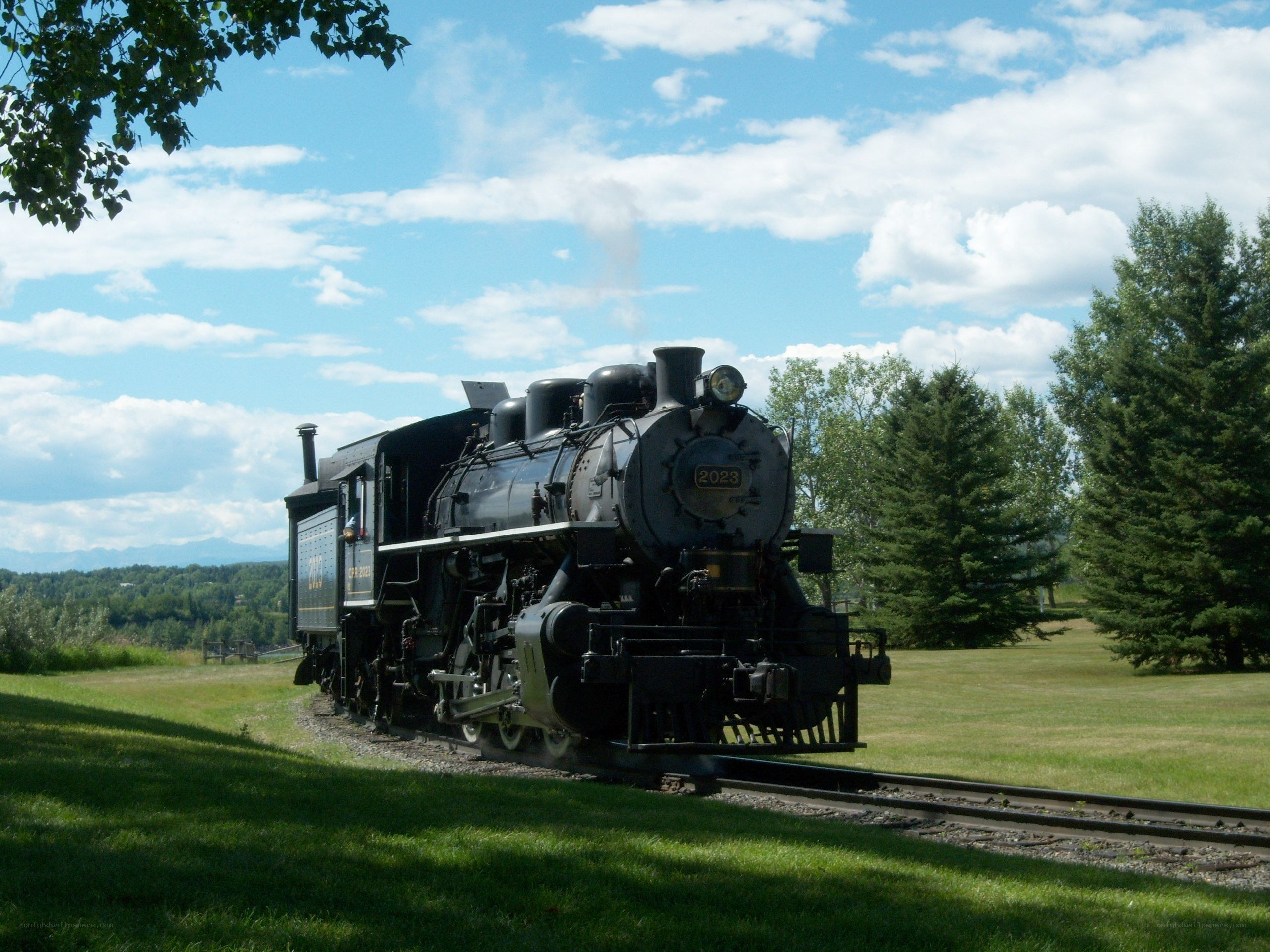 Steam train on a sunny day