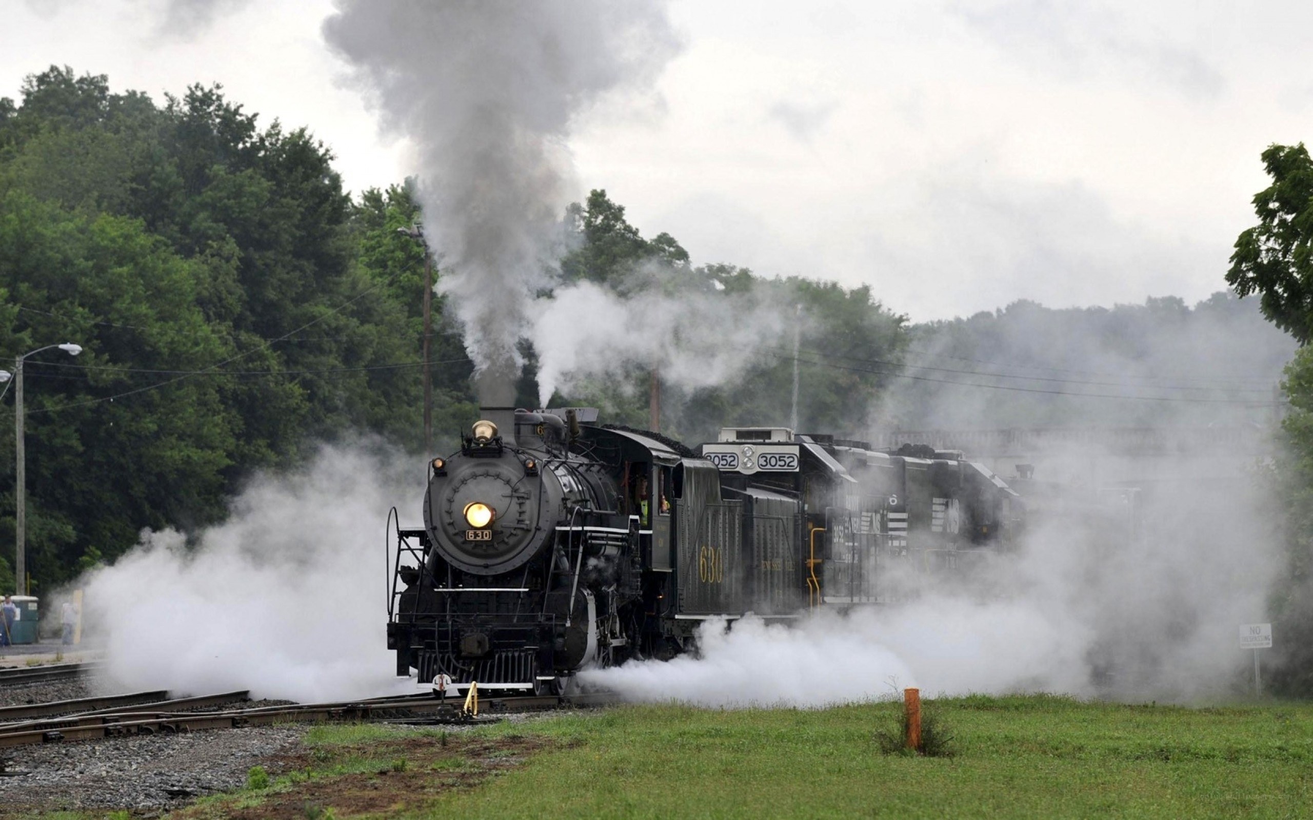 Steam train on a track