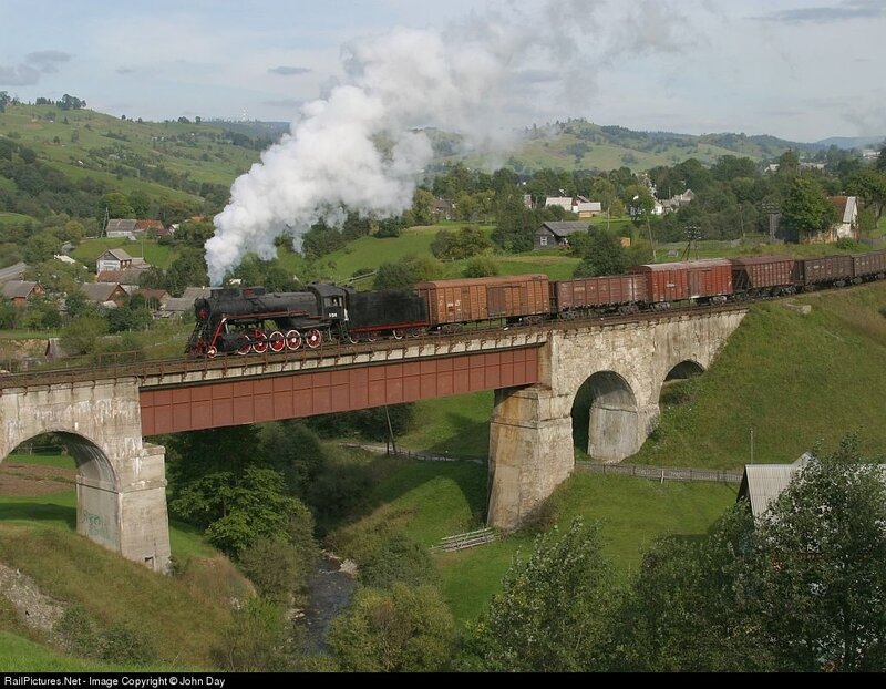 Steam Train on Bridge — Green, Serene, Afternoon, Photograph, Hills, Smoke