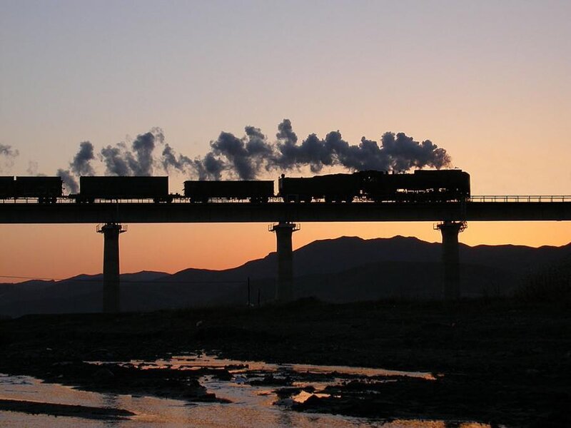 Steam Train on Bridge