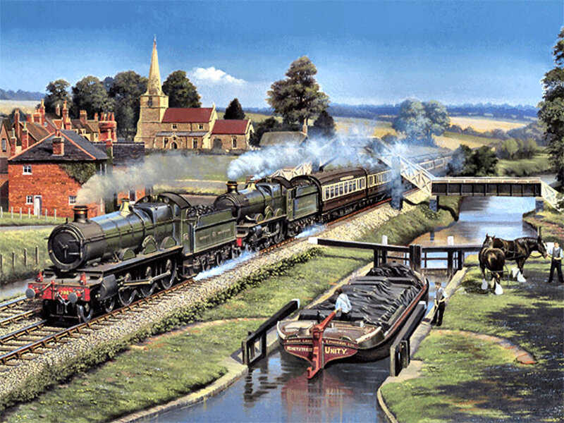 Steam Train on Canal