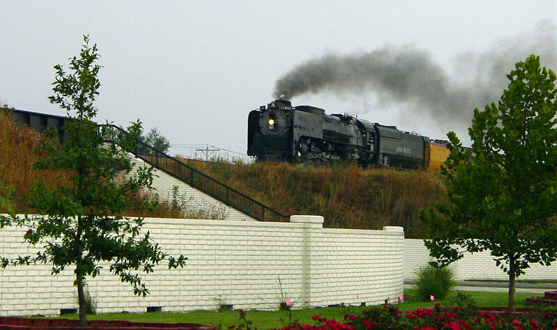 steam train on hillside