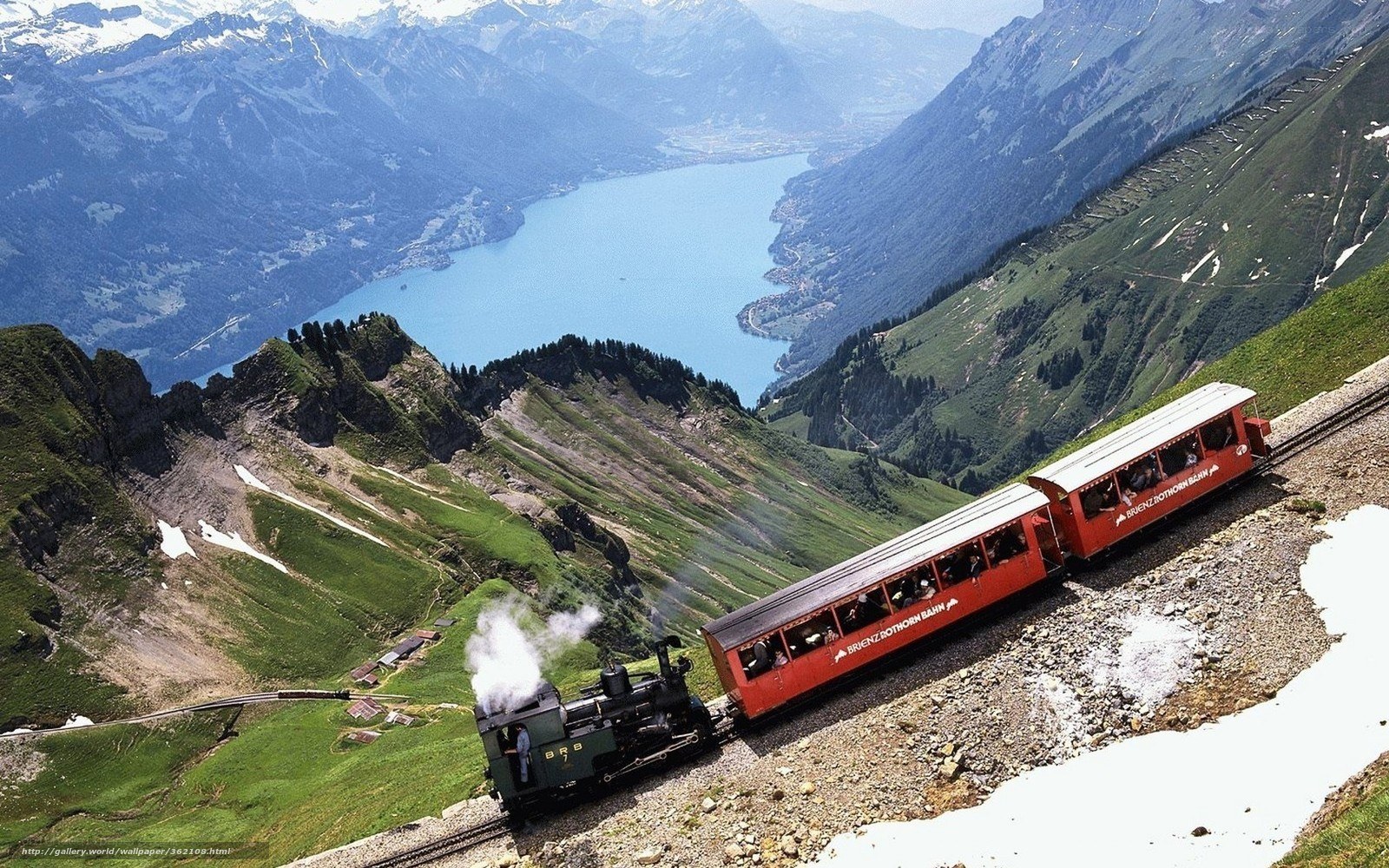 Steam train on mountain railway