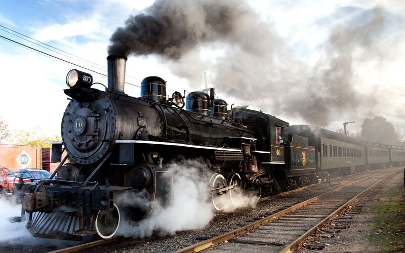Steam train on the tracks