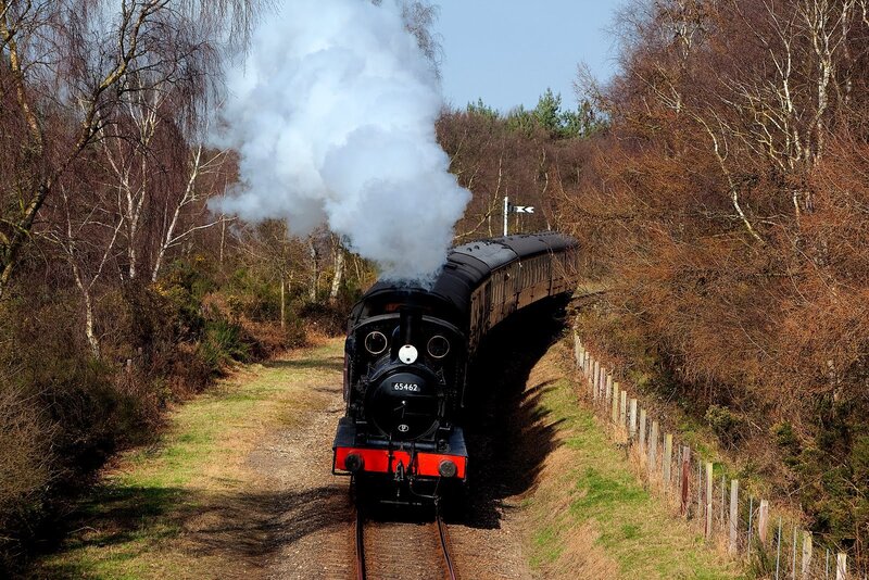 Steam Train on Track — Black