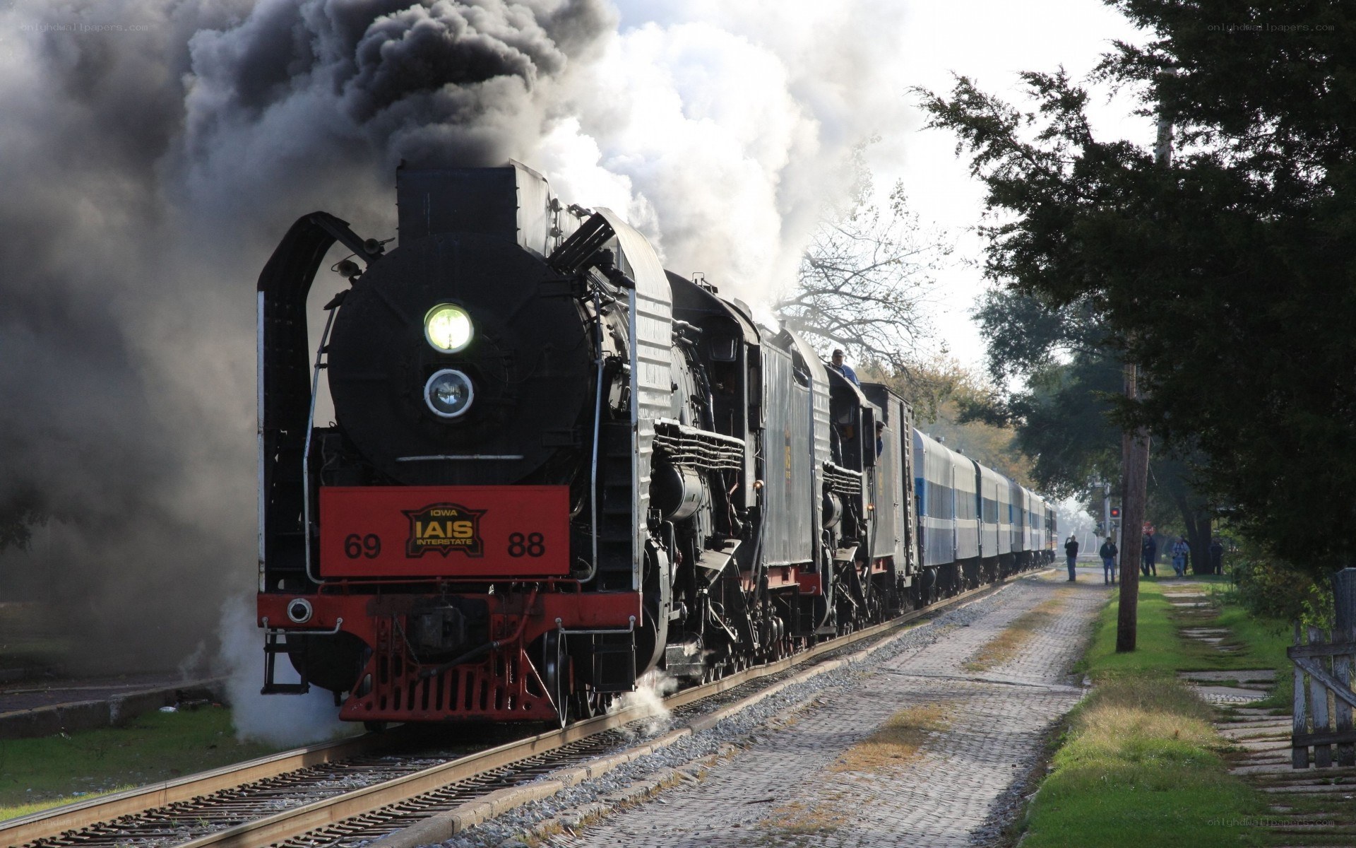 Steam train on tracks