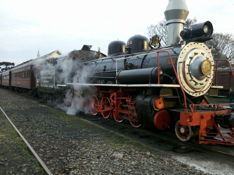 Steam Train on Tracks — Black, Calm