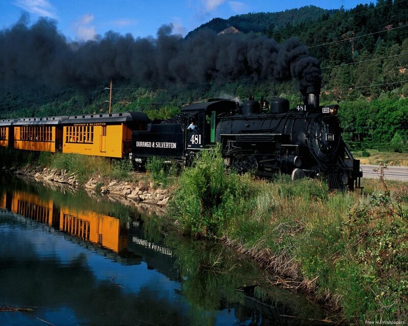 Steam Train on Tracks — Black, Dramatic, Afternoon, Photograph