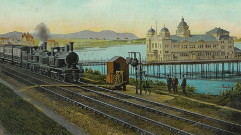 Steam Train on Tracks — Blue, Calm