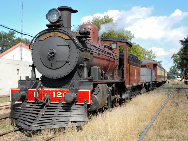Steam Train on Tracks — Red, Calm