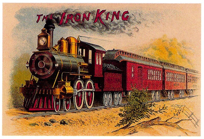Steam Train on Tracks — Red