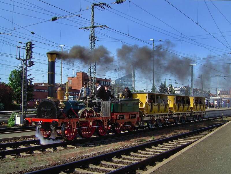 Steam Train on Tracks — Yellow