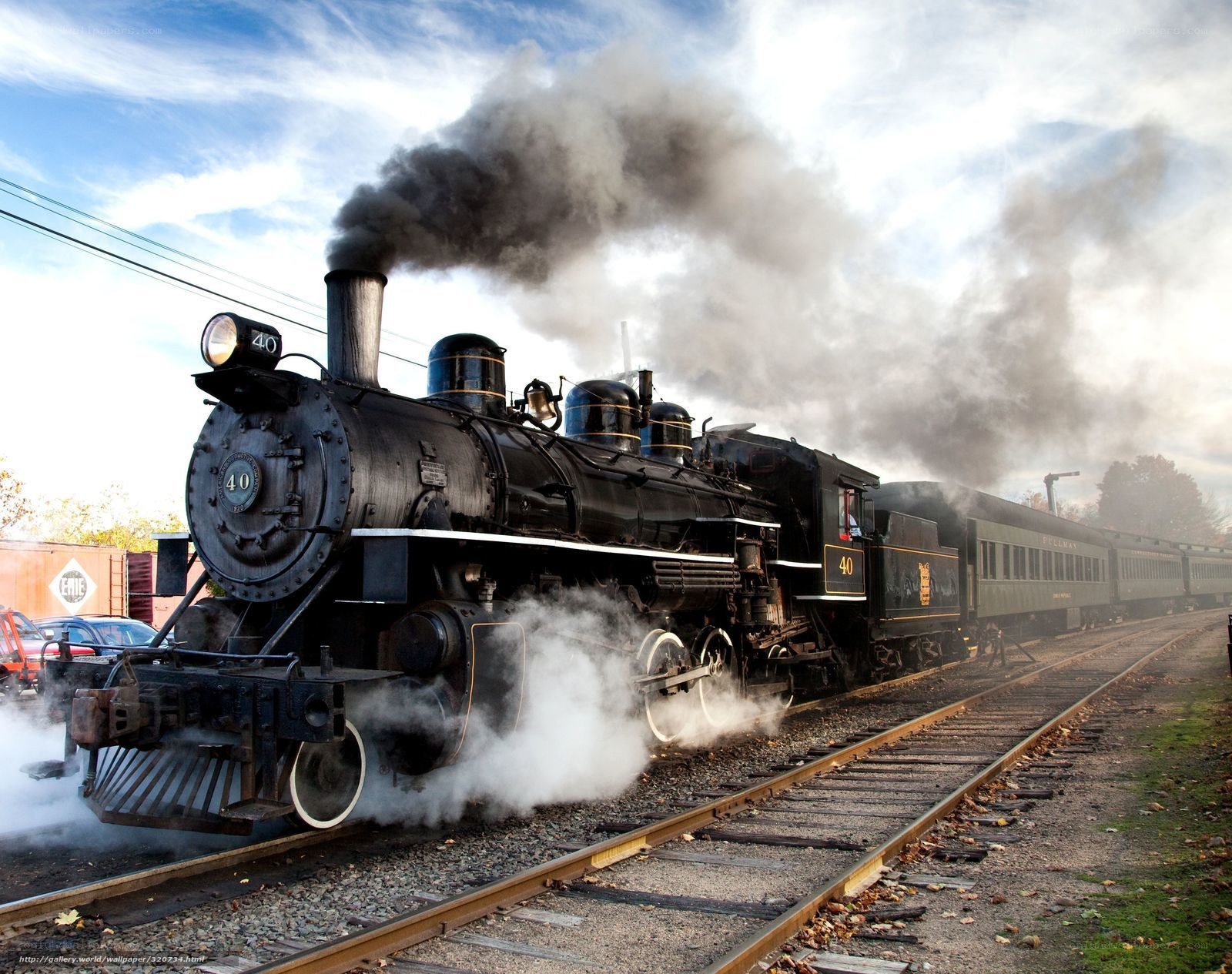 Steam train on tracks