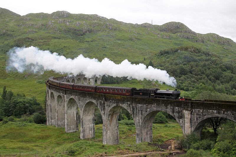 Steam Train on Viaduct — Green, Serene