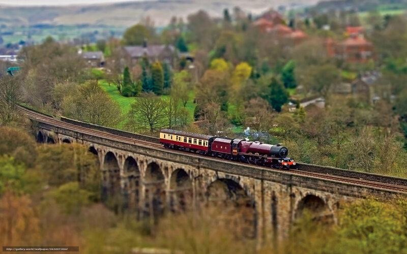 Steam Train on Viaduct — Red