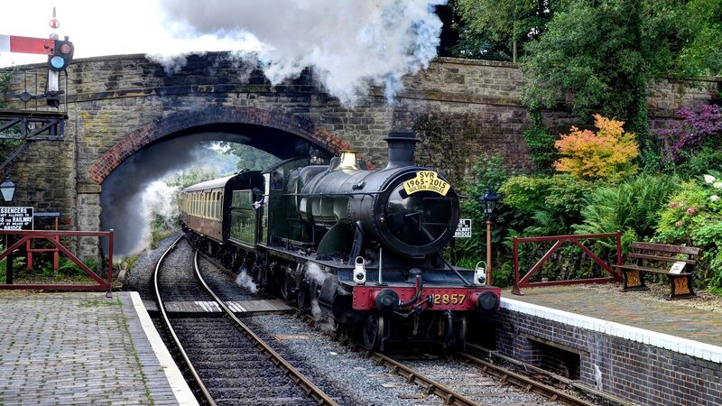 Steam Train under Bridge — Black