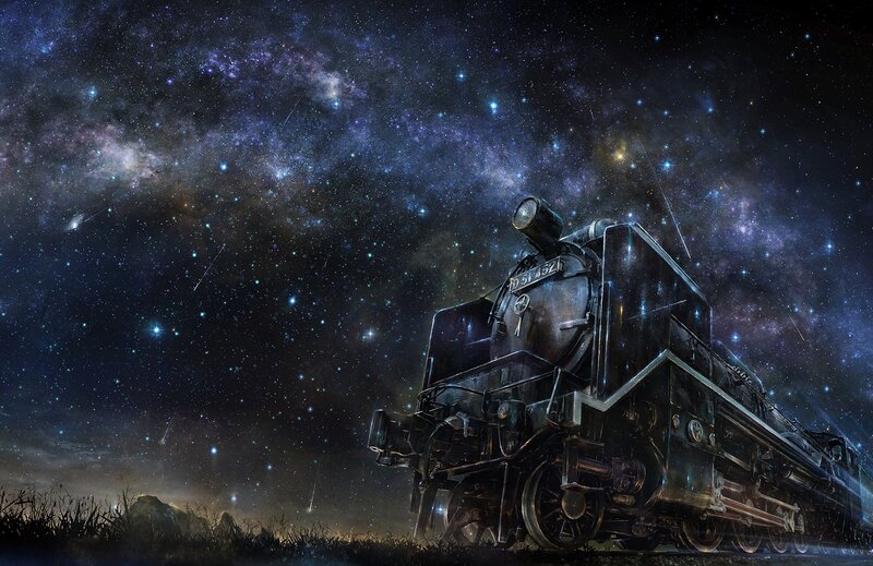 Steam Train under Stars