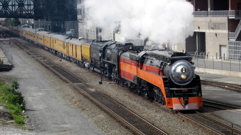 Steam train with passenger cars