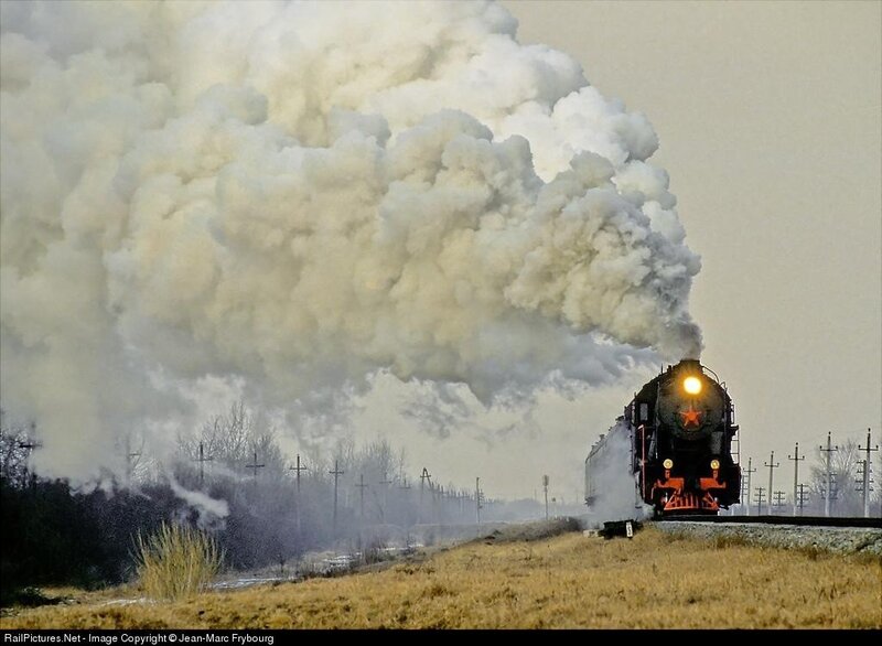 Steam train with smoke