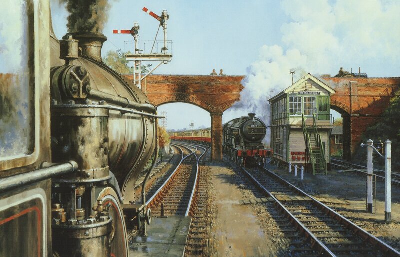 Steam Trains at Station — Brown