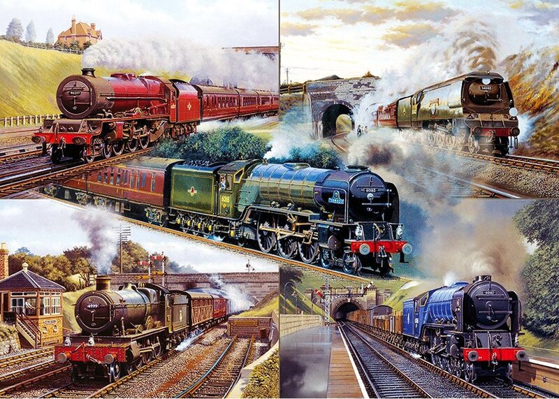 Steam Trains on Tracks — Green