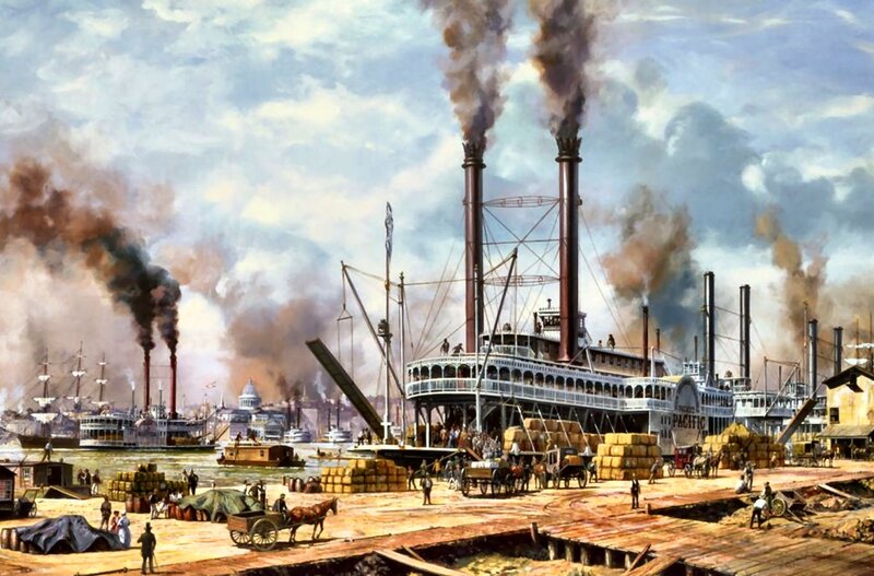 Steamboat at Busy Port