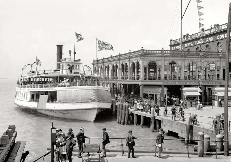 Steamboat at Dock — Black