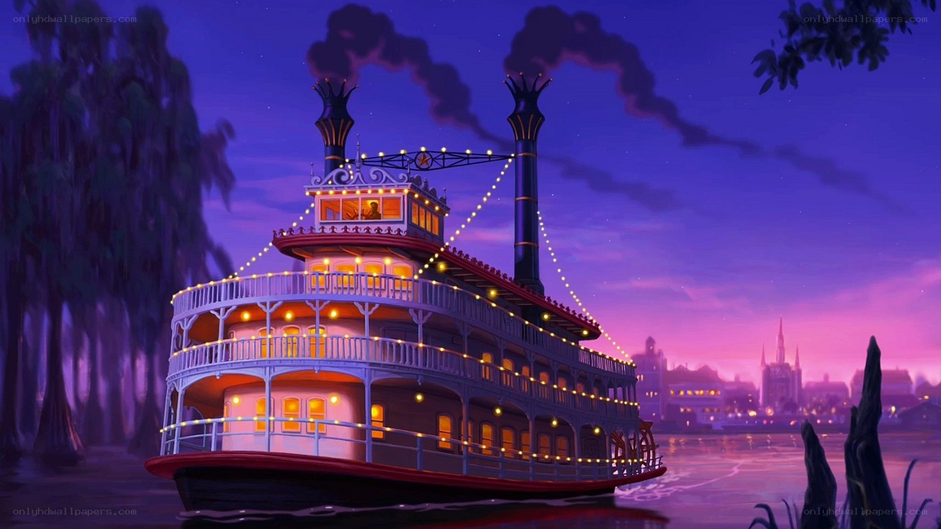 steamboat at dusk