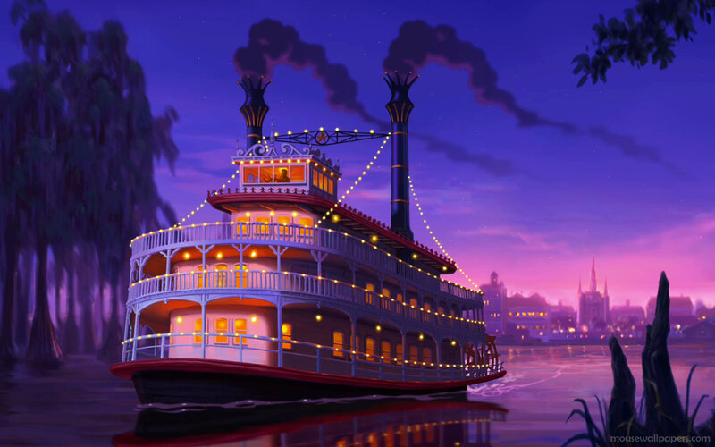 Steamboat at dusk