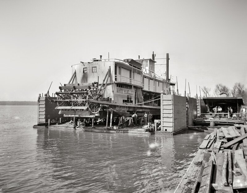 Steamboat in dry dock
