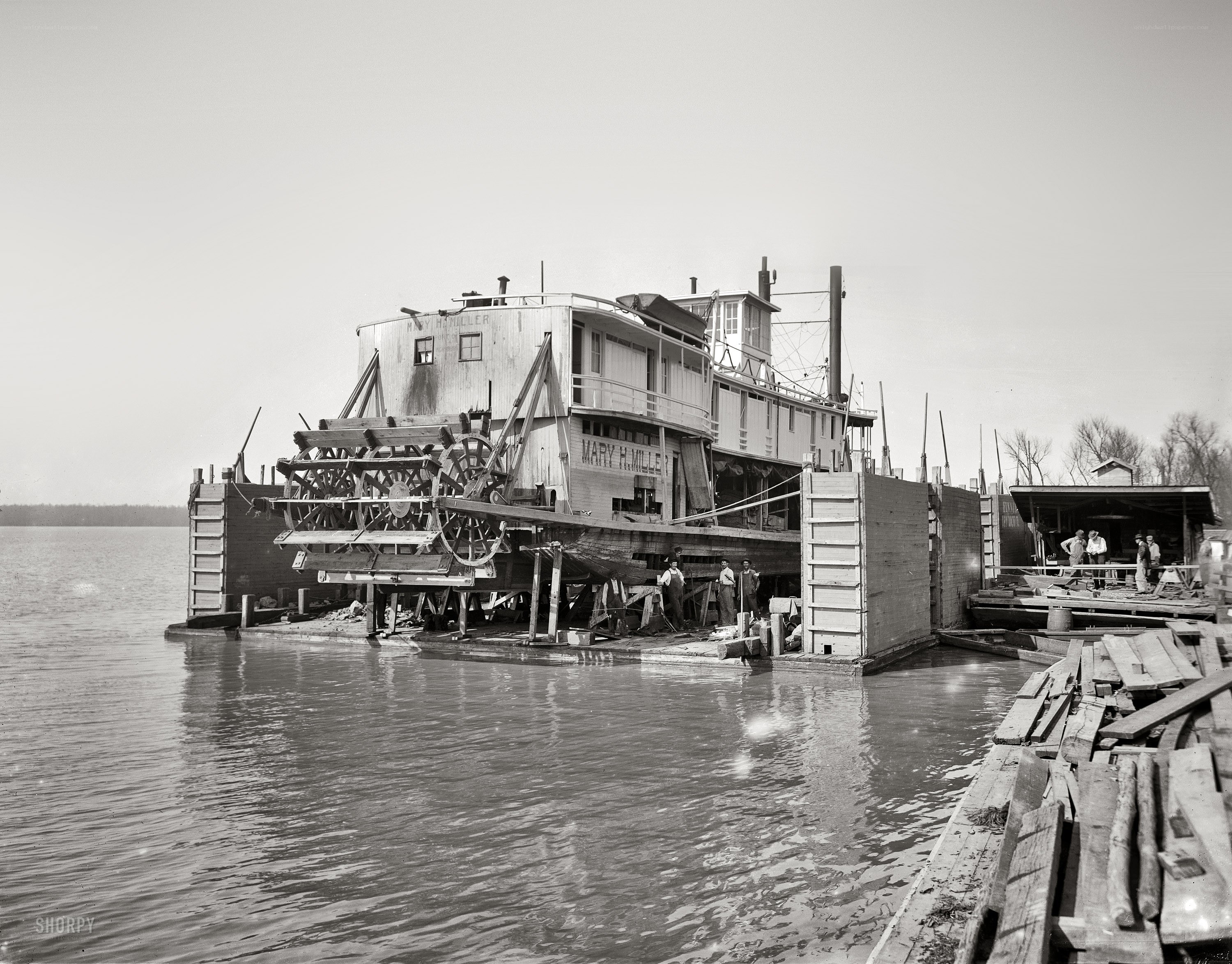 Steamboat in dry dock