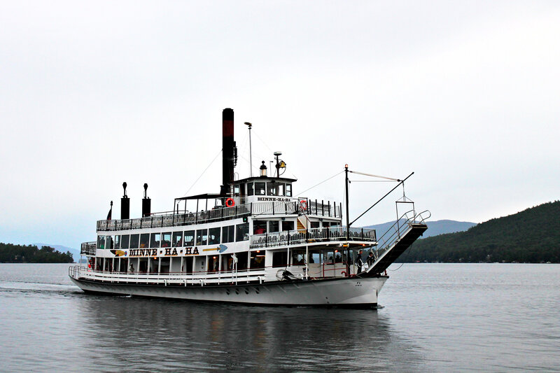 Steamboat on a Lake — White