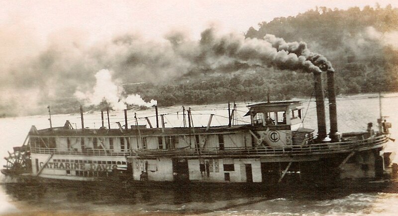 Steamboat on River — Black, Historical