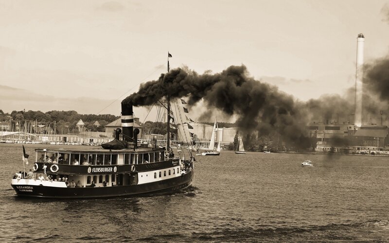 Steamboat on Water — Sepia